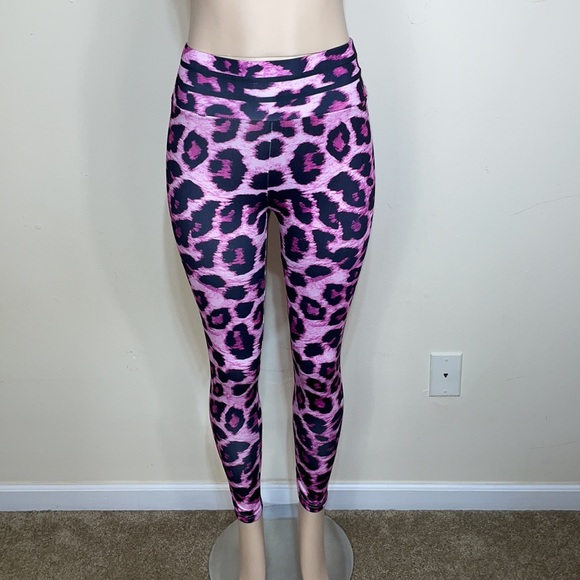 Pink Leopard High Waisted Control Top Leggings S - Picture 2 of 14